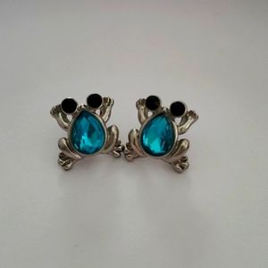 "DEC Stone" Turquoise Frog Studs